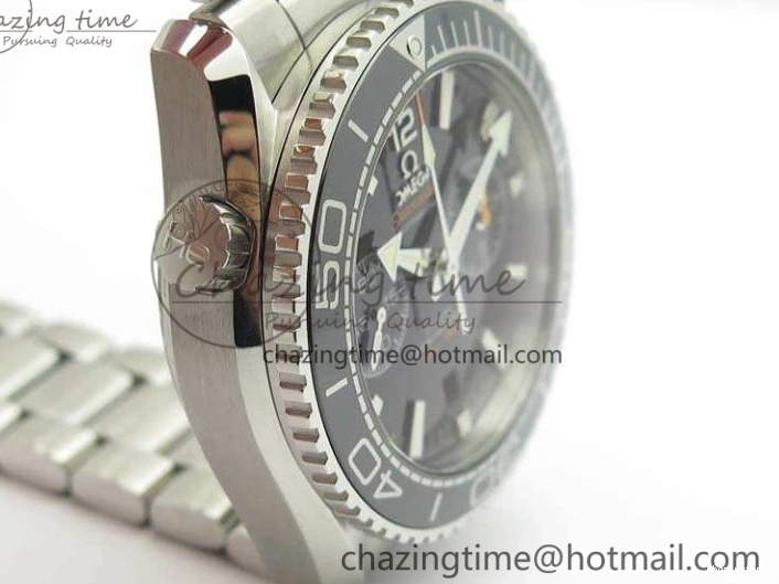 0103 Planet Ocean Master Chrono SS OM 1:1 Best Edition Black Dial On SS Bracelet A9900 V Fashionable 8113